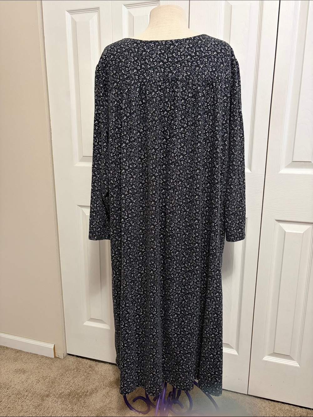 Croft and Barrow Black Floral Print Pullover Midi Cotton Nightgown Size 3X - Picture 8 of 15